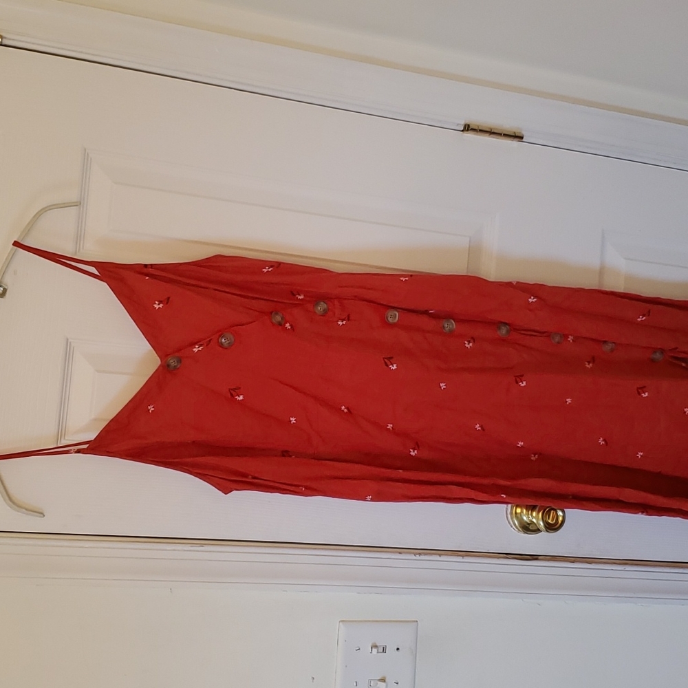 Red midi summer dress